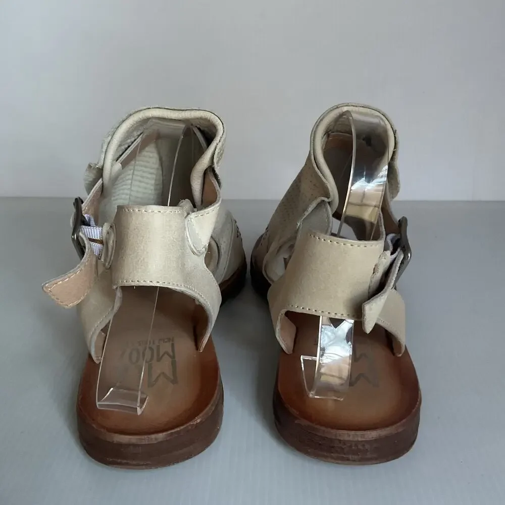 Miz Mooz Fifi Wide Leather Sandals Linen EU 39 US 8.5 Studded Ankle Strap